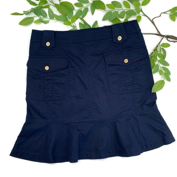 Tory Burch Dresses & Skirts - TORY BURCH Navy Gold Buttons Peplum Casual Skirt